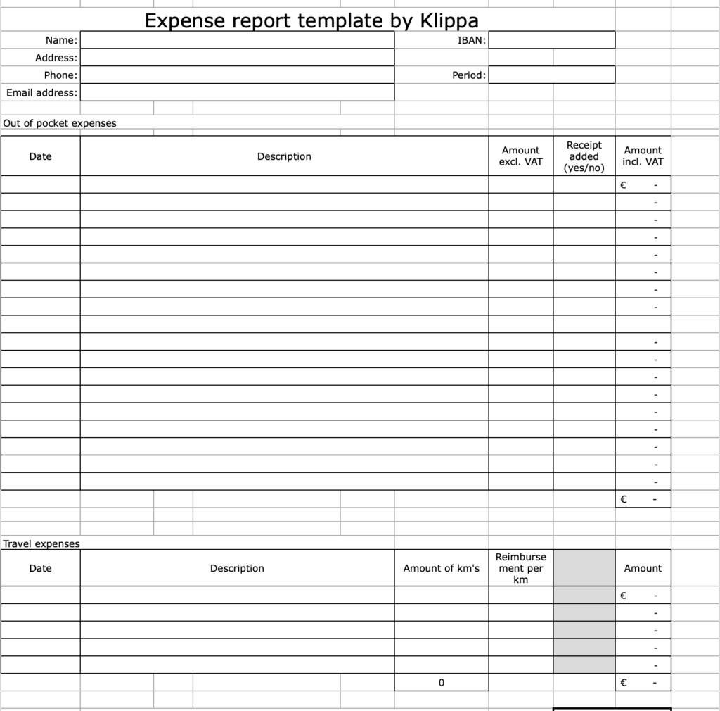 Expense Report Excel Template