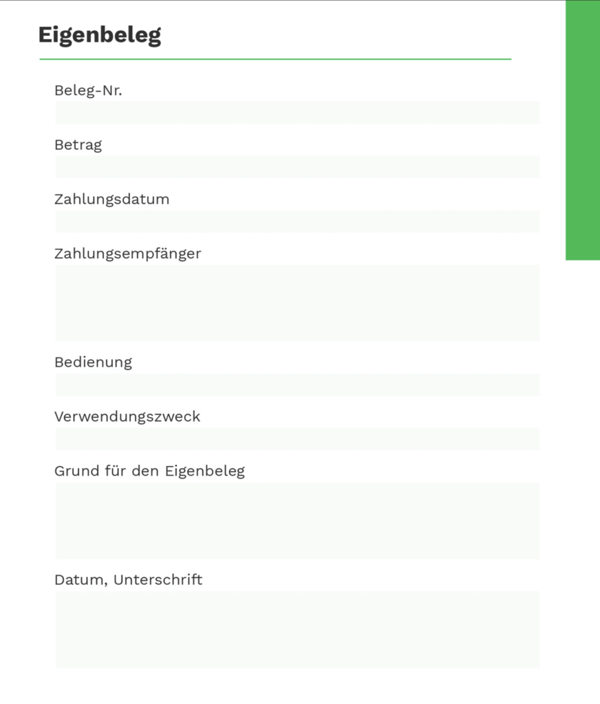 Eigenbeleg Vorlage