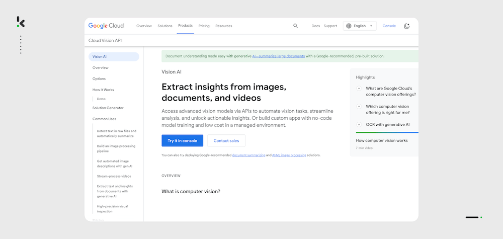 Google Cloud Vision OCR API