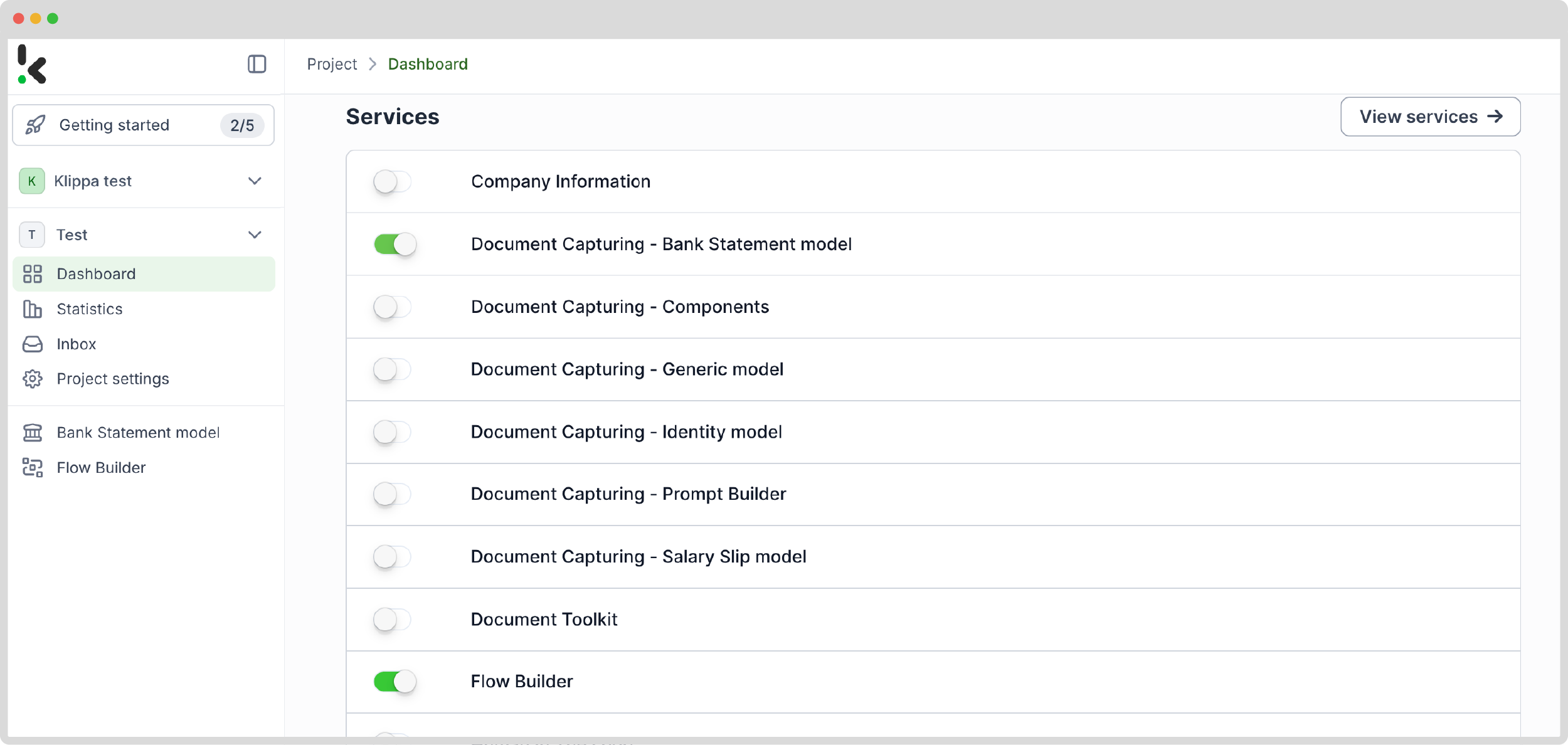 Platform Dashboard - Bank Statement Model