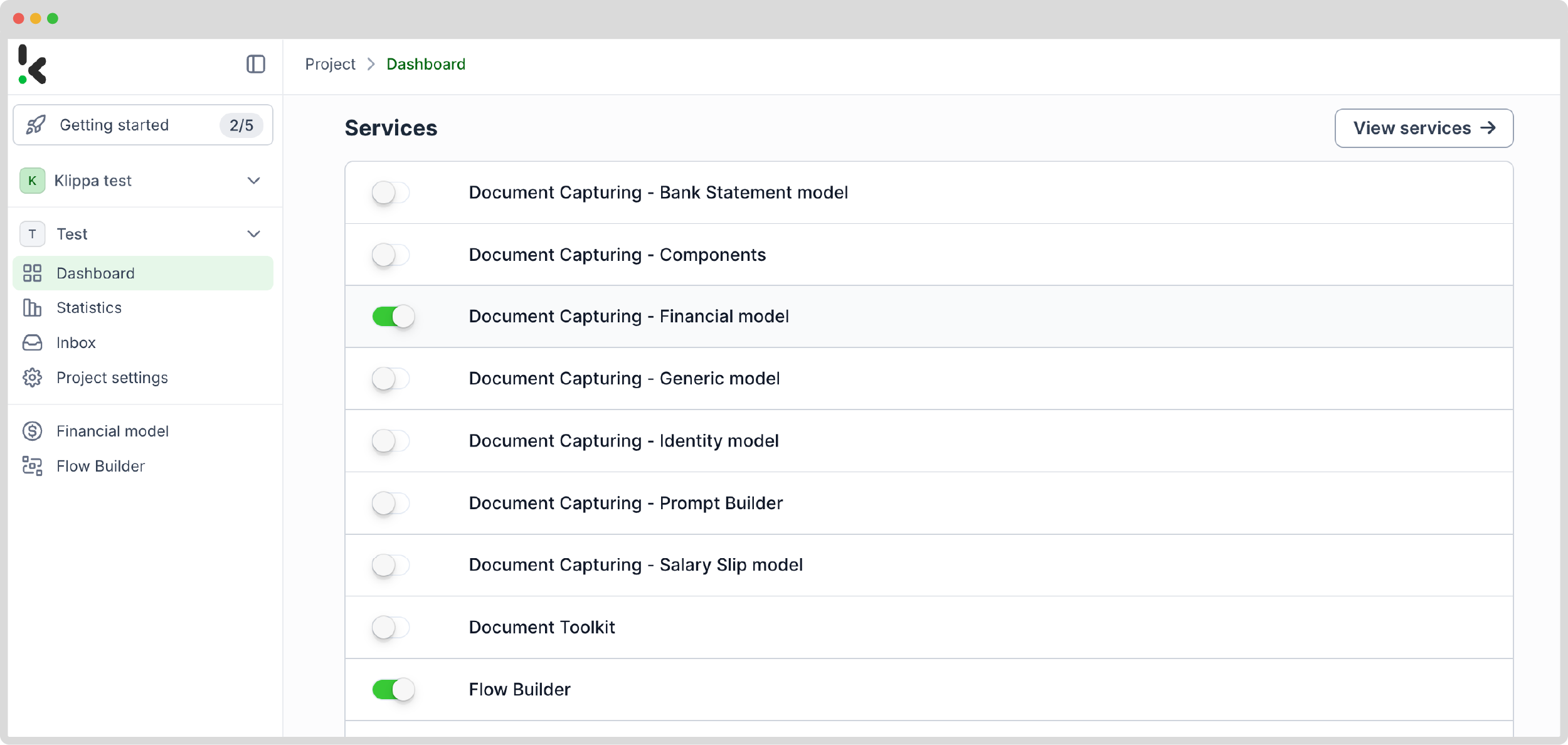 Dashboard Interface