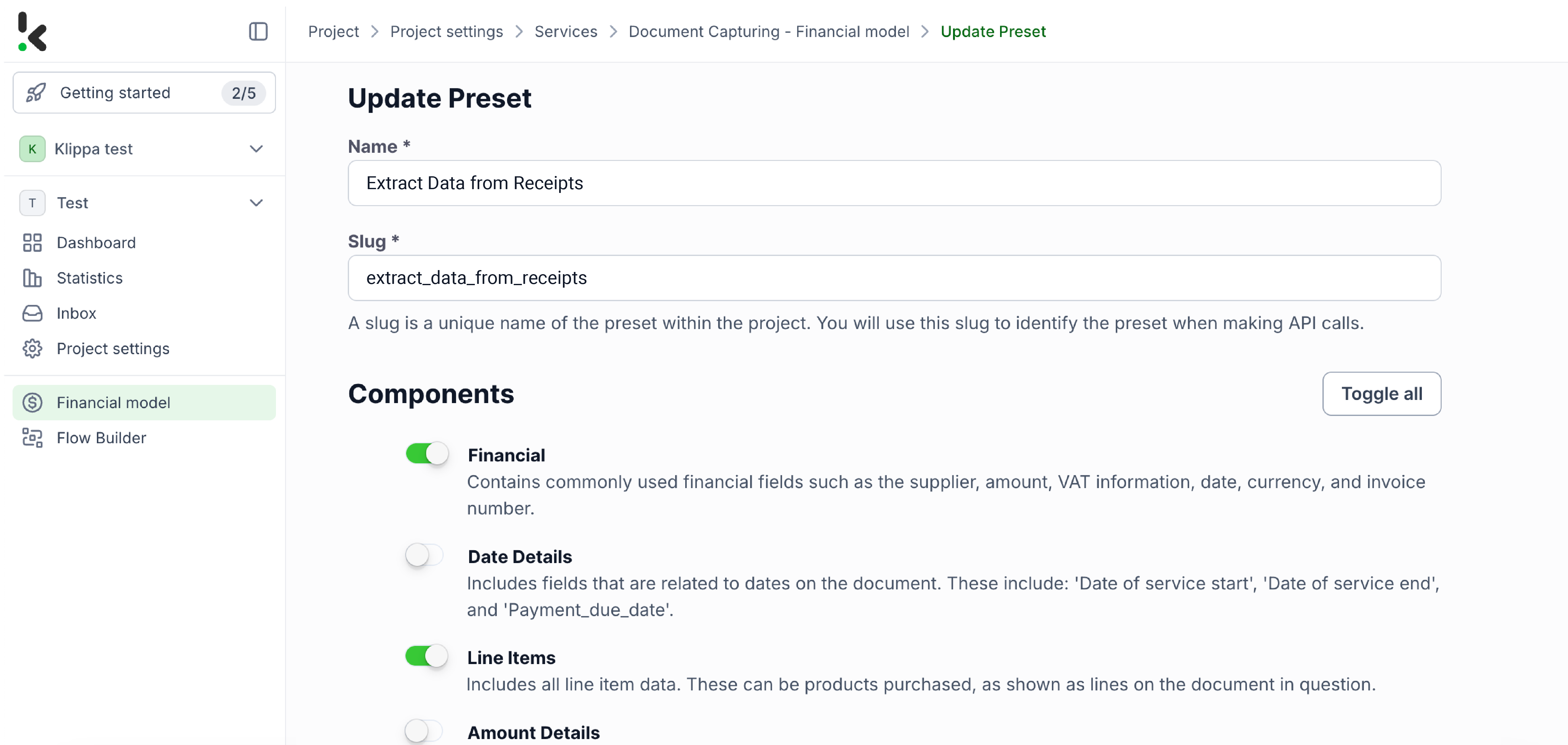 How to automate receipt data extraction step 2